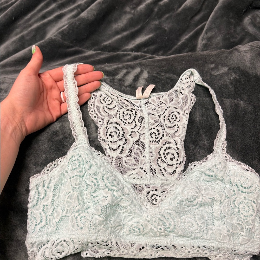 Mudd Lace Bralette in Light Mint/Blue